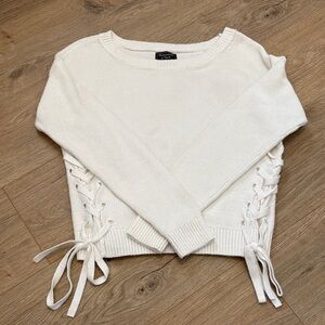 Abercrombie & Fitch Cream Sweater with Lace-Up Sides